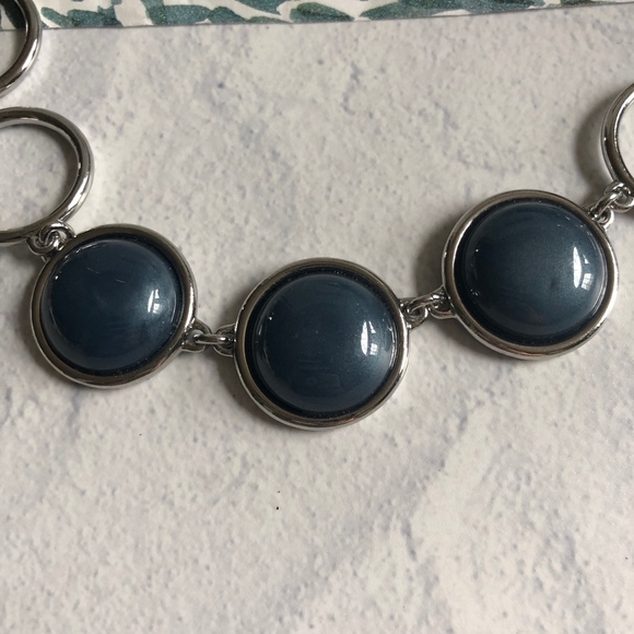 Talbots Blue Silver Circle Stone Necklace - Picture 2 of 5